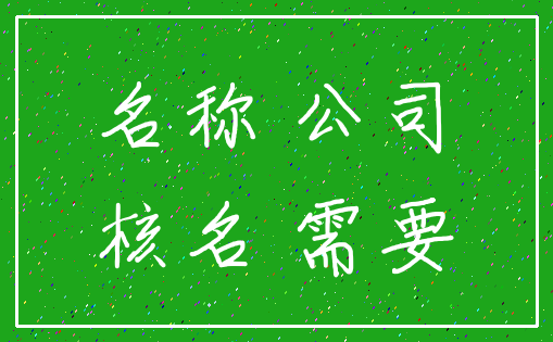 名称 公司_核名 需要