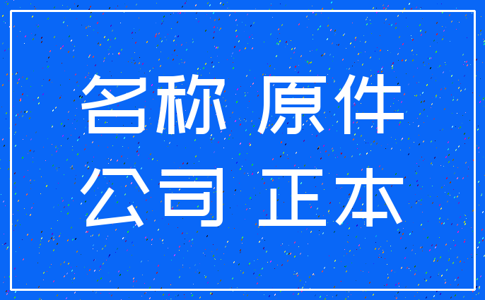 名称 原件_公司 正本
