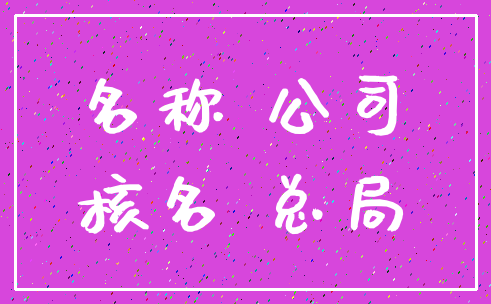 名称 公司_核名 总局