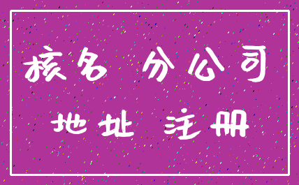 核名 分公司_地址 注册