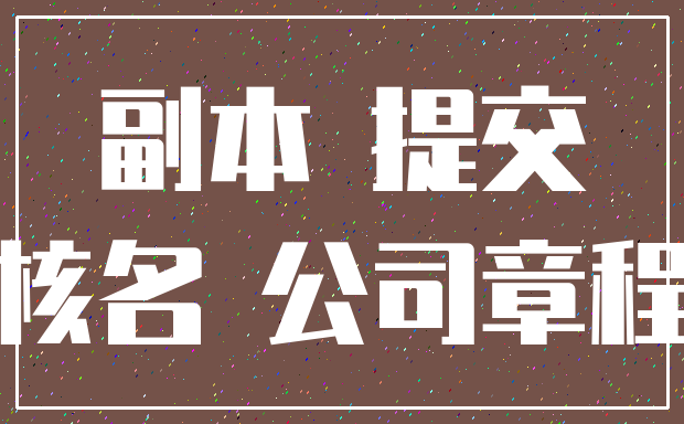 副本 提交_核名 公司章程