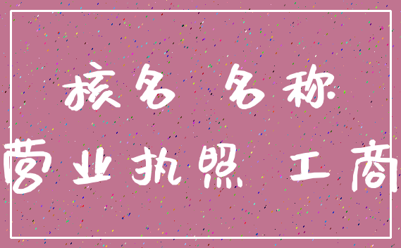 核名 名称_营业执照 工商