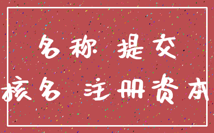 名称 提交_核名 注册资本