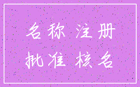 名称 注册_批准 核名