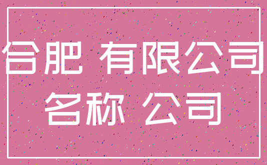 合肥 有限公司_名称 公司