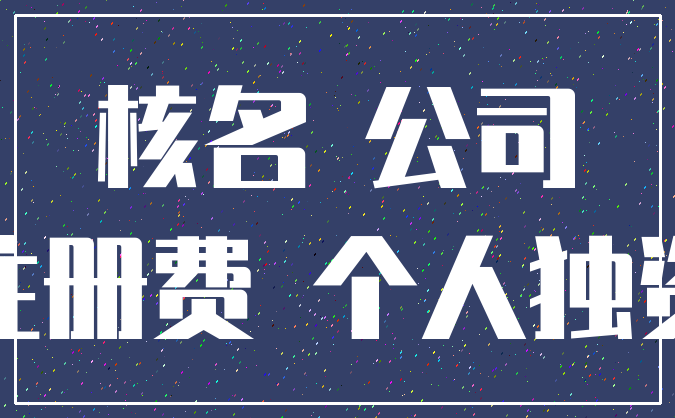 核名 公司_注册费 个人独资