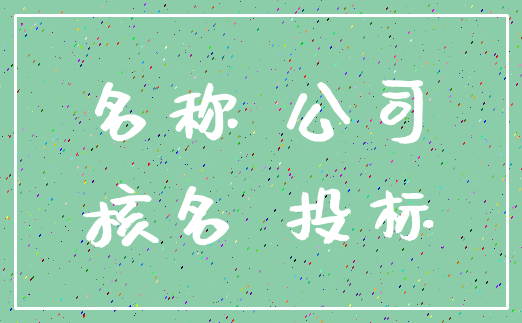 名称 公司_核名 投标