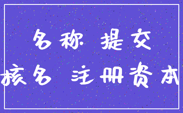 名称 提交_核名 注册资本