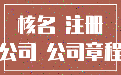 核名 注册_公司 公司章程