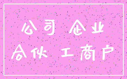 公司 企业_合伙 工商户
