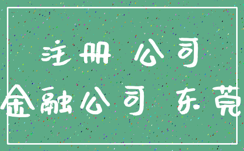 注册 公司_金融公司 东莞