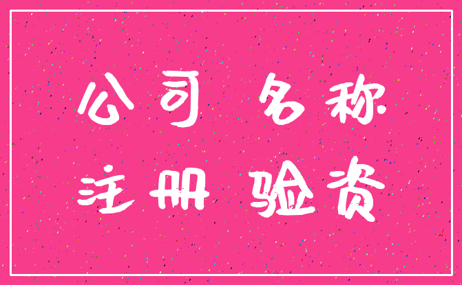公司 名称_注册 验资