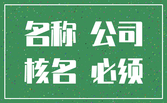 名称 公司_核名 必须