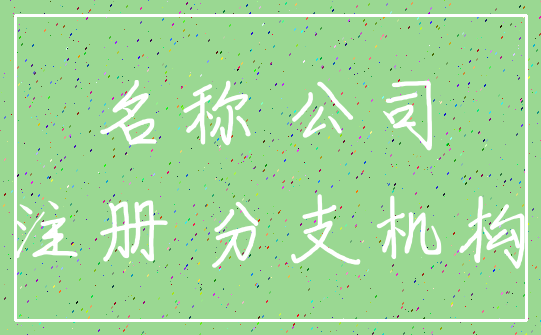 名称 公司_注册 分支机构