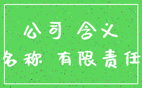 公司 含义_名称 有限责任