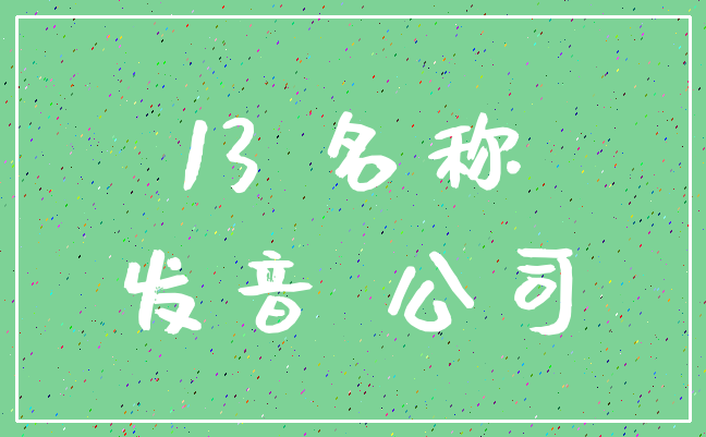 13 名称_发音 公司