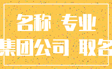 名称 专业_集团公司 取名