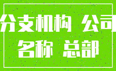 分支机构 公司_名称 总部