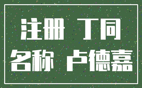 注册 丁同_名称 卢德嘉