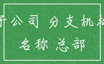 子公司 分支机构_名称 总部