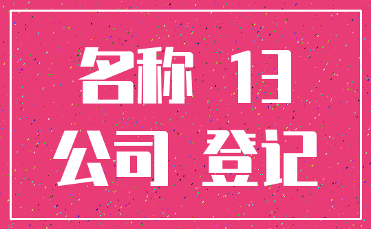 名称 13_公司 登记