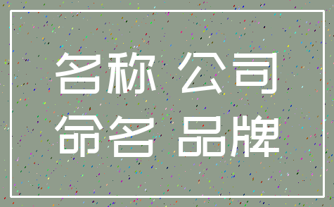 名称 公司_命名 品牌