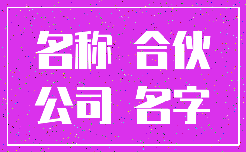 名称 合伙_公司 名字
