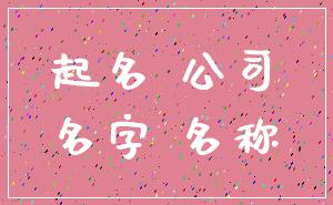 起名 公司_名字 名称