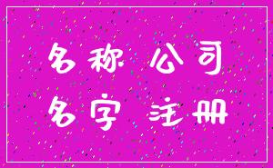 名称 公司_名字 注册