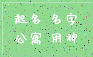 起名 名字_公寓 用神