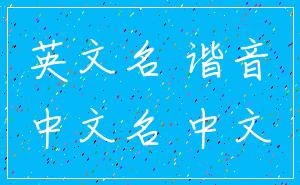 英文名 谐音_中文名 中文