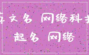 英文名 网络科技_起名 网络