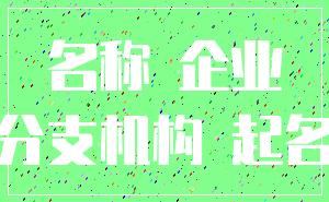 名称 企业_分支机构 起名