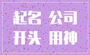 起名 公司_开头 用神