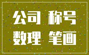 公司 称号_数理 笔画