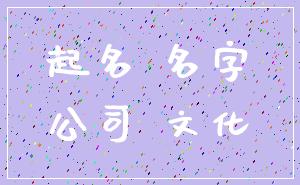 起名 名字_公司 文化