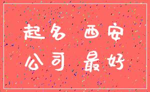 起名 西安_公司 最好
