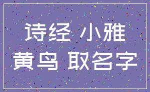 诗经 小雅_黄鸟 取名字