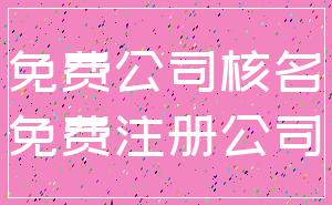 免费公司核名_免费注册公司