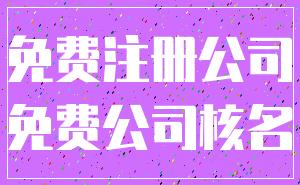 免费注册公司_免费公司核名
