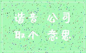 谐音 公司_取个 意思