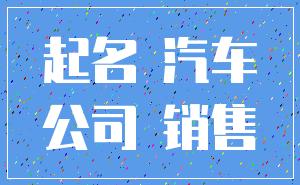 起名 汽车_公司 销售