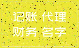 记账 代理_财务 名字