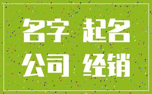 名字 起名_公司 经销