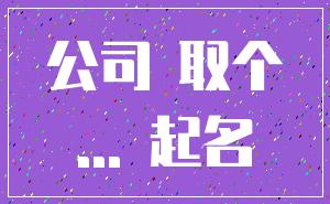 公司 取个_... 起名