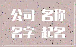 公司 名称_名字 起名