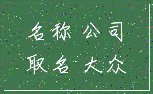 名称 公司_取名 大众