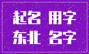 起名 用字_东北 名字