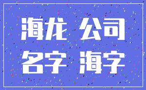 海龙 公司_名字 海字