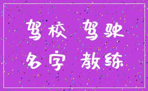 驾校 驾驶_名字 教练